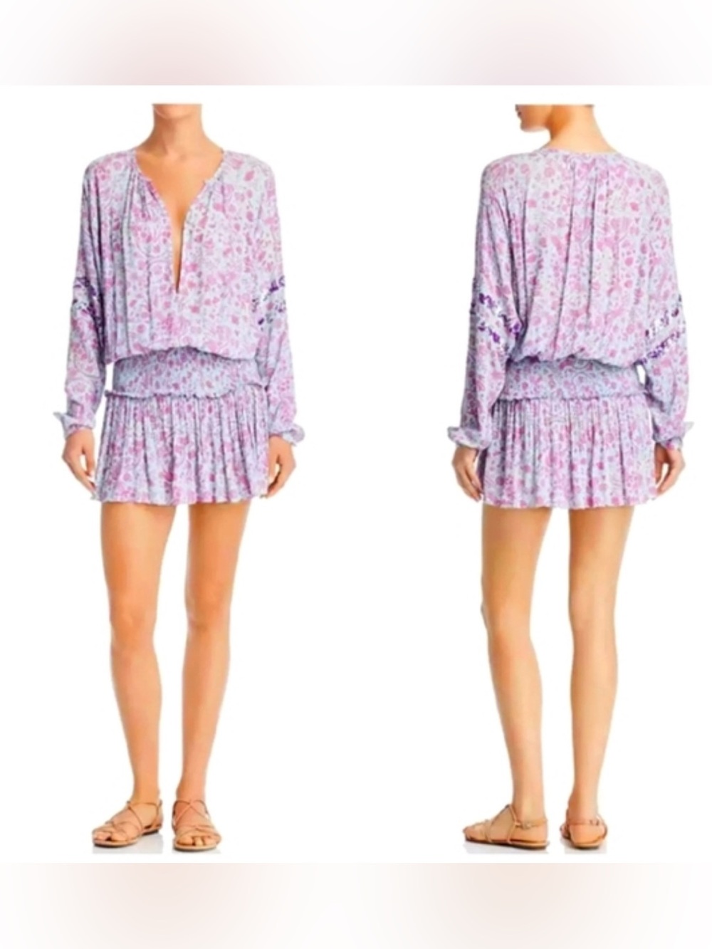 HEMANT & NANDITA Purple Floral Smocked dress
